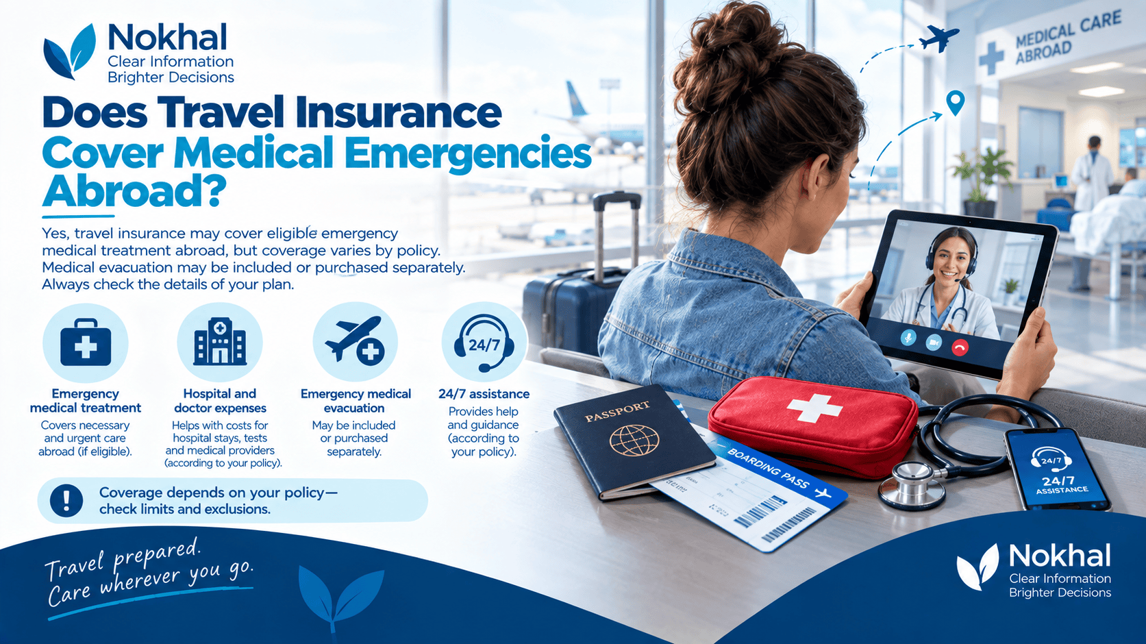 Travel insurance covering a medical emergency abroad