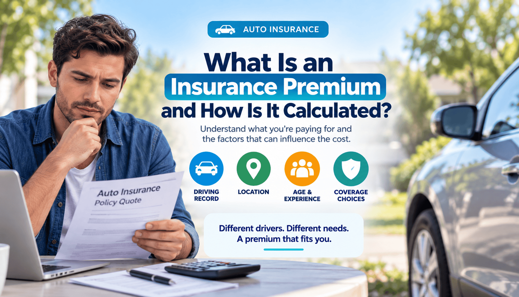Educational guide explaining auto insurance premiums and factors that can affect their cost